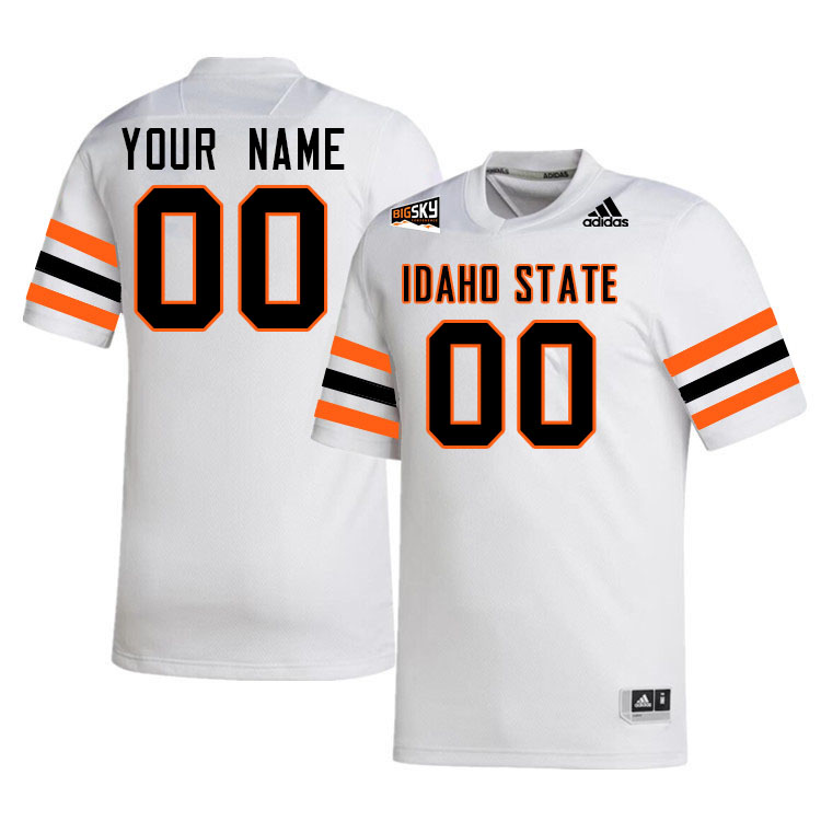 Custom Idaho State Bengals Name And Number Football Jerseys,Uniforms Stitched-White